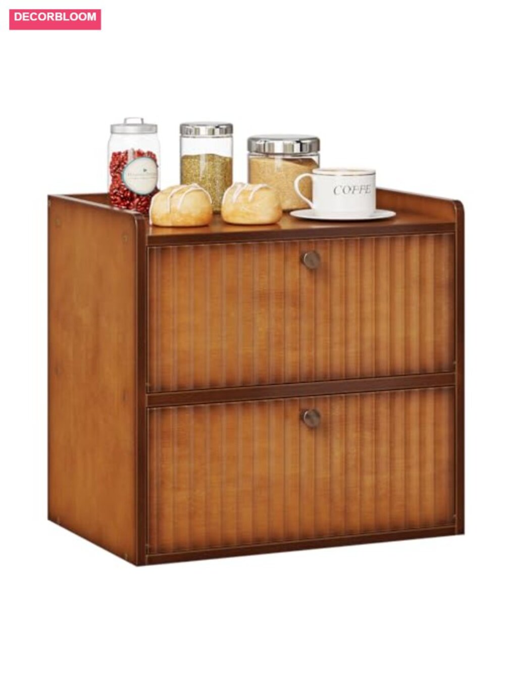 Bamboo Bread Box Kitchen Countertop Double Layer Large Capacity